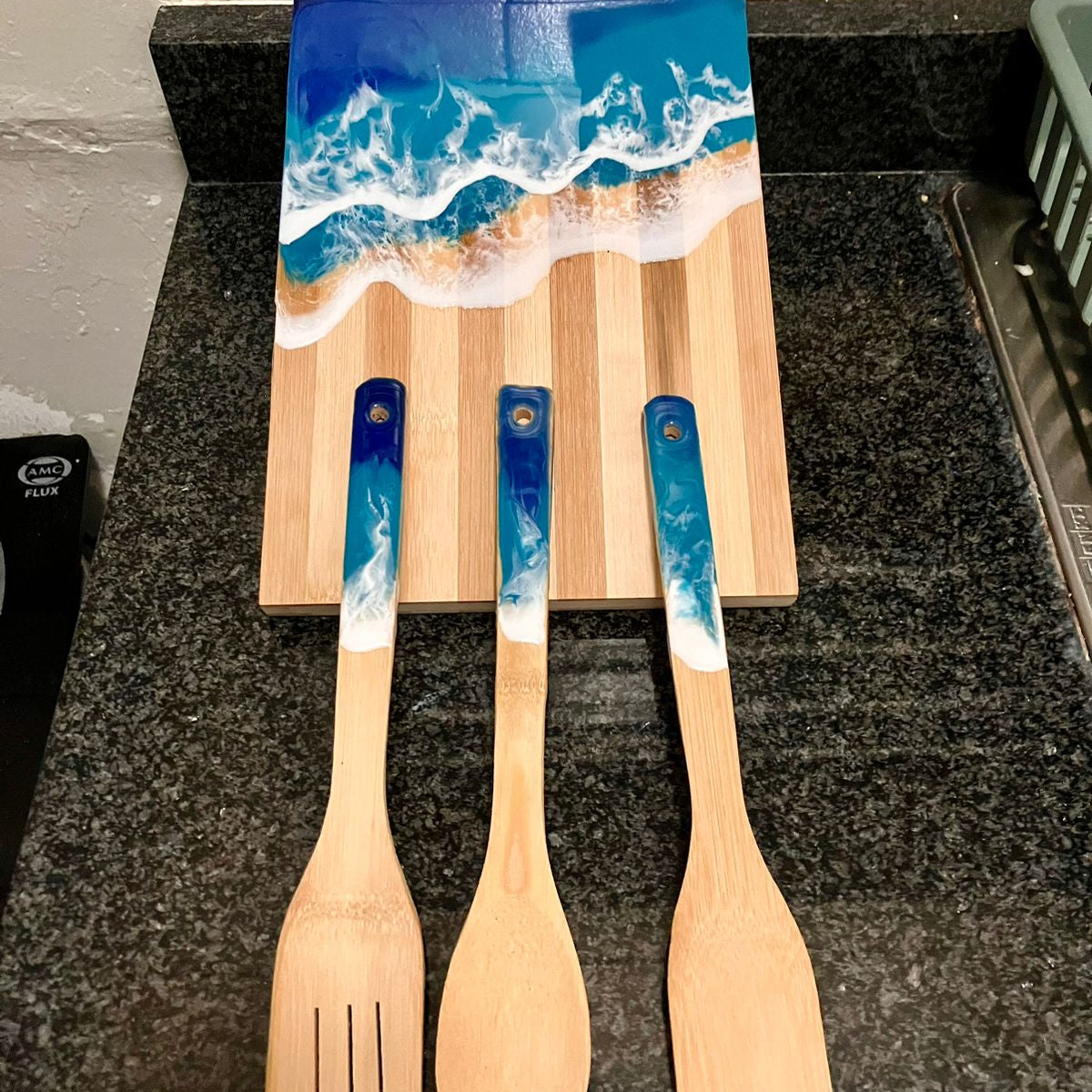 Chopping Board & Utensils done with shallow cast epoxy resin